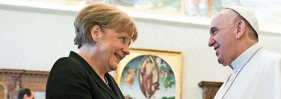 Gute Freunde: Merkel und Papst Franziskus