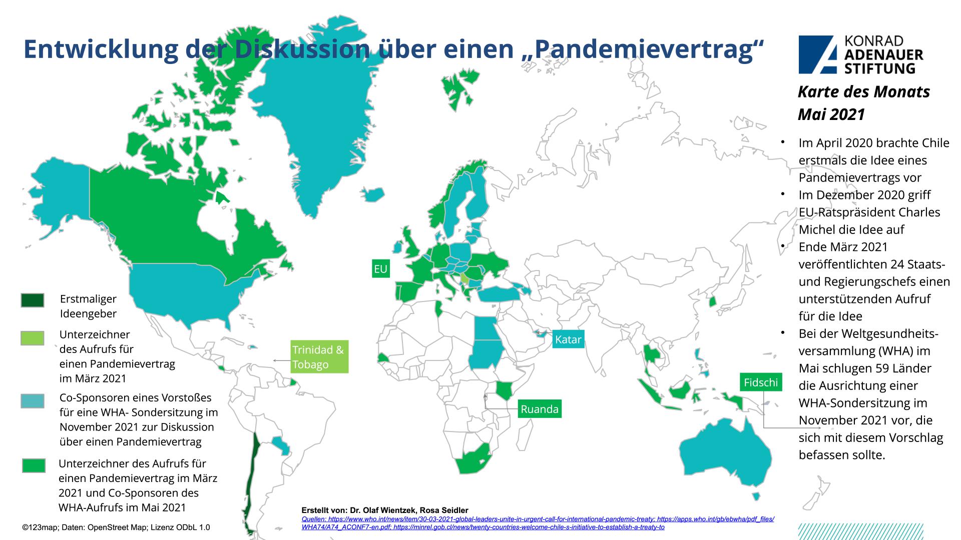 Nationen, die den Pandemievertrag unterstützen