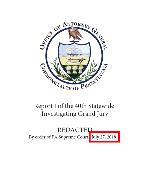 El informe sobre abuso sexual infantil, fechado el 27 de julio de 2018