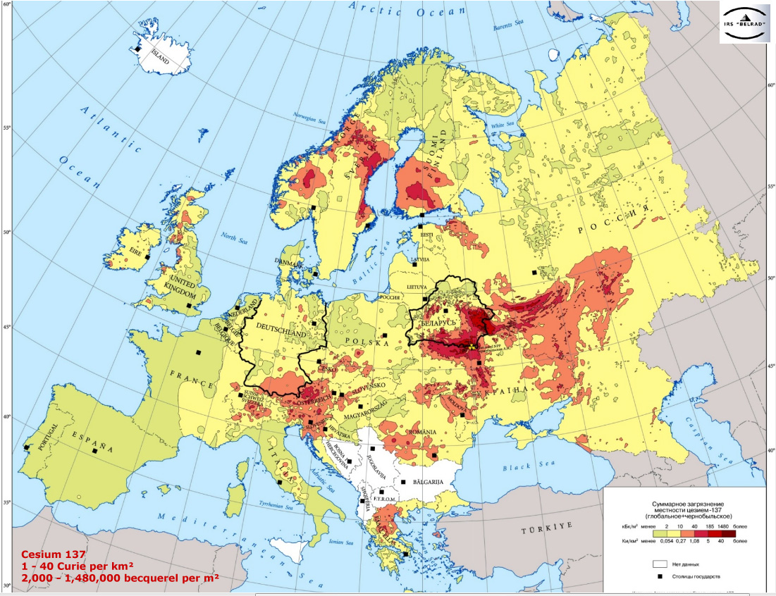 Map of Chernobyl Radioactive Fallout