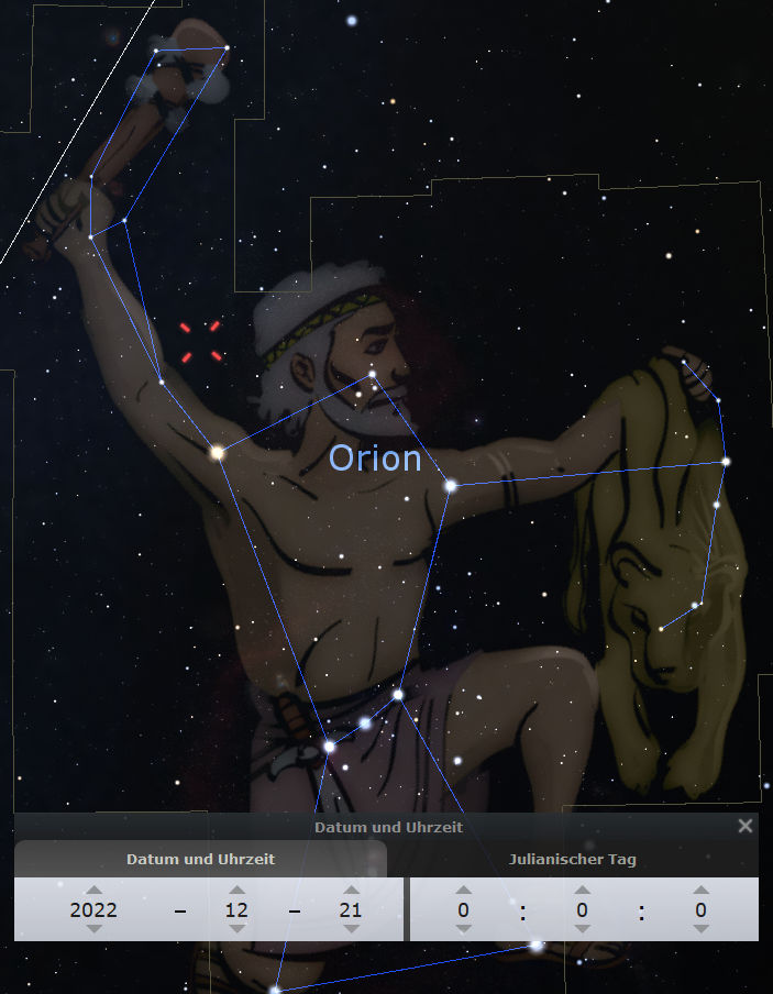 Der Standort von C/2017 E1 (Borisov) im Orion.