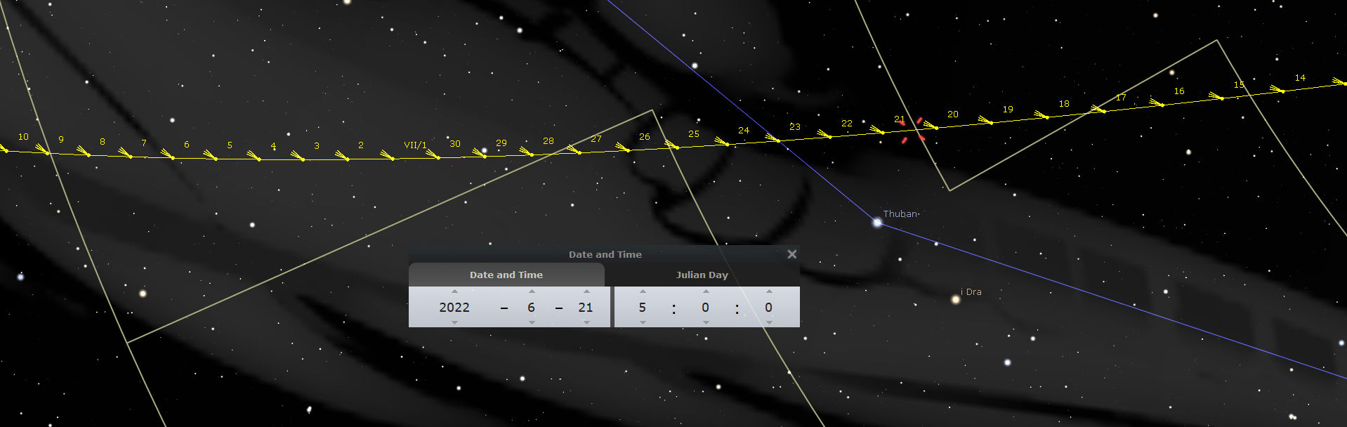 Detail of the trajectory of comet PanSTARRS