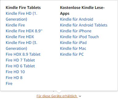 Amazons Liste der unterstützten Kindle-Fire-Geräte